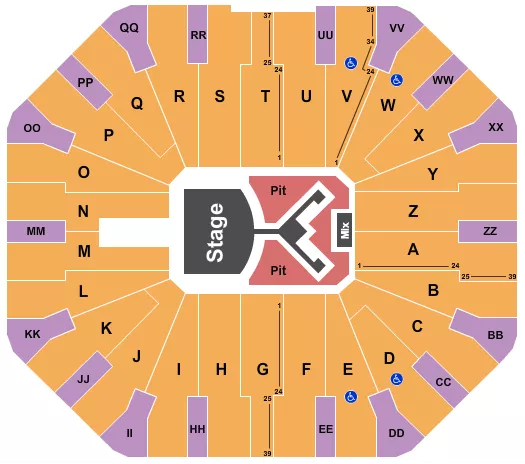 SHINEDOWN Seating Map Seating Chart
