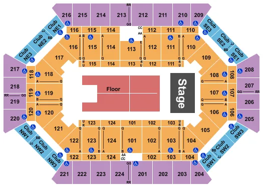 DONALD L TUCKER CIVIC CENTER ENDSTAGE 2 Seating Map Seating Chart