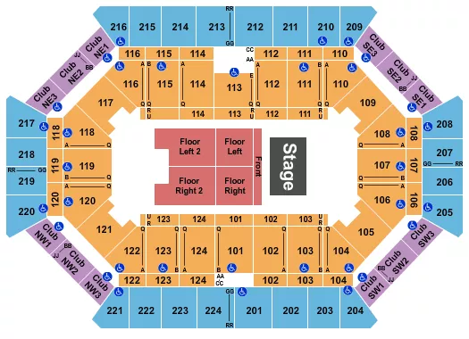 DONALD L TUCKER CIVIC CENTER ENDSTAGE 3 Seating Map Seating Chart