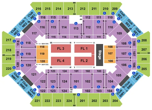 DONALD L TUCKER CIVIC CENTER END STAGE Seating Map Seating Chart