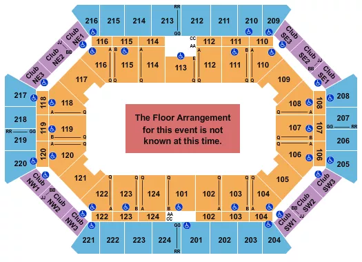 DONALD L TUCKER CIVIC CENTER GENERIC FLOOR Seating Map Seating Chart