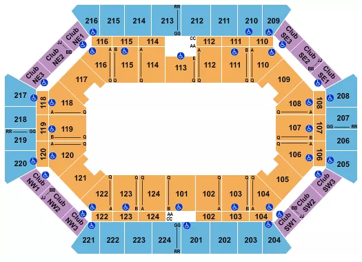 DONALD L TUCKER CIVIC CENTER PERFORMANCE AREA Seating Map Seating Chart