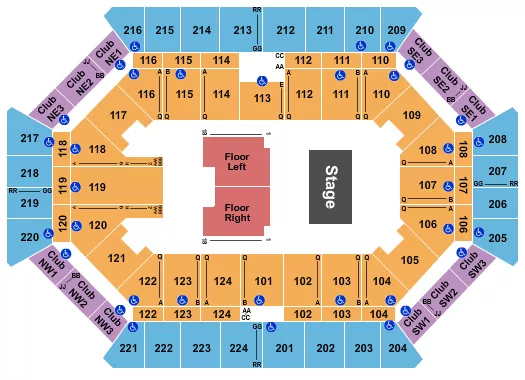 DONALD L TUCKER CIVIC CENTER THE THORN Seating Map Seating Chart