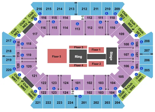 DONALD L TUCKER CIVIC CENTER WWE 2 Seating Map Seating Chart
