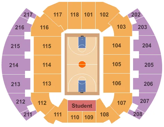 DONALD W REYNOLDS CENTER BASKETBALL Seating Map Seating Chart