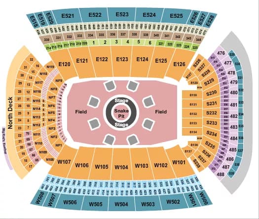DONALD W REYNOLDS RAZORBACK STADIUM METALLICA Seating Map Seating Chart