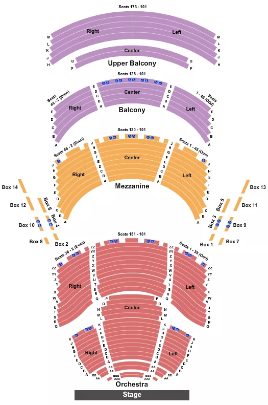 DR PHILLIPS CENTER WALT DISNEY THEATER ENDSTAGE 2 Seating Map Seating Chart