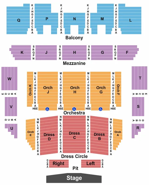END STAGE PIT Seating Map Seating Chart