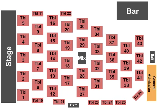 ENDSTAGE TABLES Seating Map Seating Chart