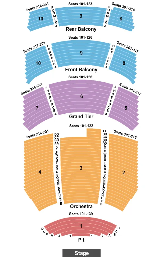 END STAGE Seating Map Seating Chart