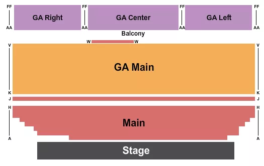 ENDSTAGE GA GA BALCONY Seating Map Seating Chart