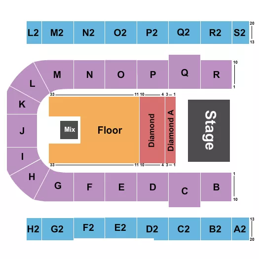 ENDSTAGE WITH DIAMONDS Seating Map Seating Chart