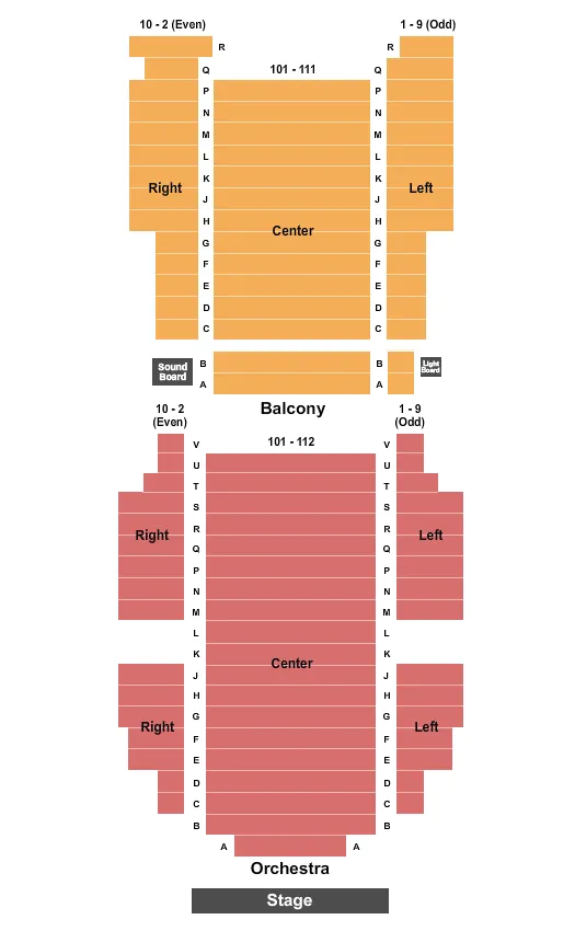 EDNA E BOYKIN CULTURAL CENTER ENDSTAGE Seating Map Seating Chart