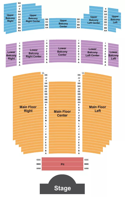 EGYPTIAN THEATRE DEKALB ENDSTAGE PIT Seating Map Seating Chart