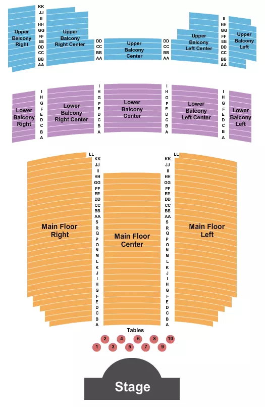 EGYPTIAN THEATRE DEKALB ENDSTAGE TABLES Seating Map Seating Chart