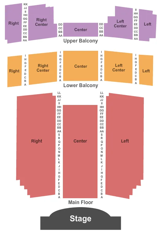 EGYPTIAN THEATRE DEKALB END STAGE Seating Map Seating Chart