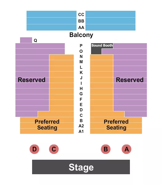 EGYPTIAN THEATRE UT ENDSTAGE WITH BALCONY Seating Map Seating Chart
