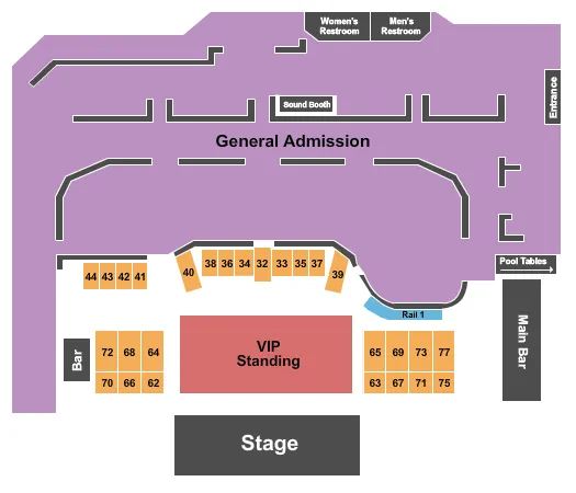 GA REAR VIP STANDING RSVD TBL Seating Map Seating Chart