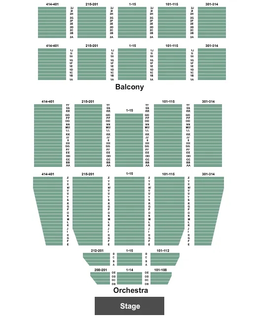 END STAGE Seating Map Seating Chart