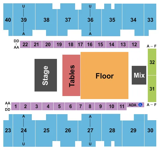 END STAGE TABLES Seating Map Seating Chart