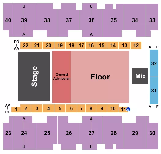 ENDSTAGE GA RESERVED Seating Map Seating Chart
