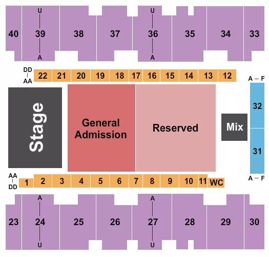 ENDSTAGE GA RESERVED Seating Map Seating Chart