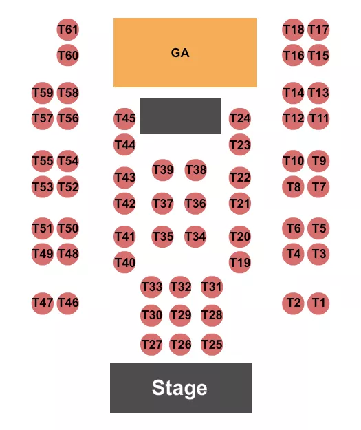 EL REY THEATRE LOS ANGELES GA TABLES Seating Map Seating Chart
