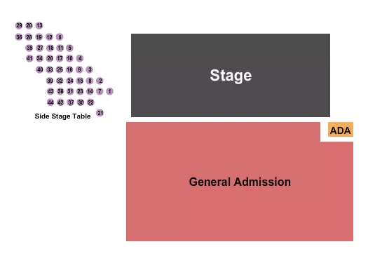 GA SIDE STAGE TABLES Seating Map Seating Chart