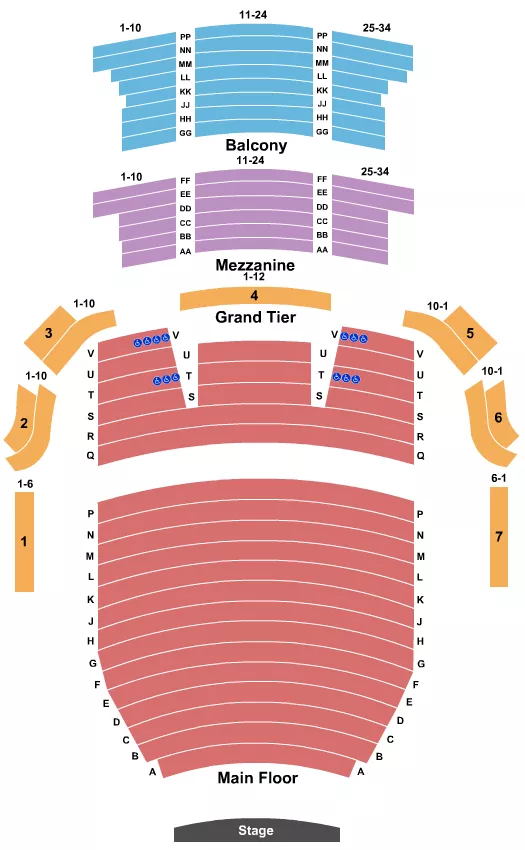 END STAGE NO PIT Seating Map Seating Chart