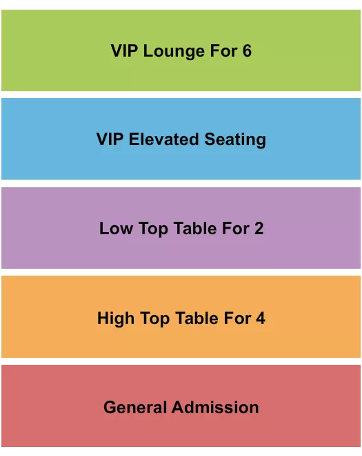 GA LOW HIGH TOP VIP ELEVATED VIP LOUNGE Seating Map Seating Chart