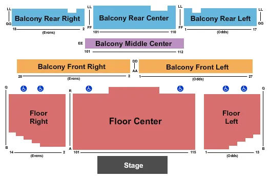 EMERSON CENTER FOR THE ARTS CULTURE ENDSTAGE Seating Map Seating Chart