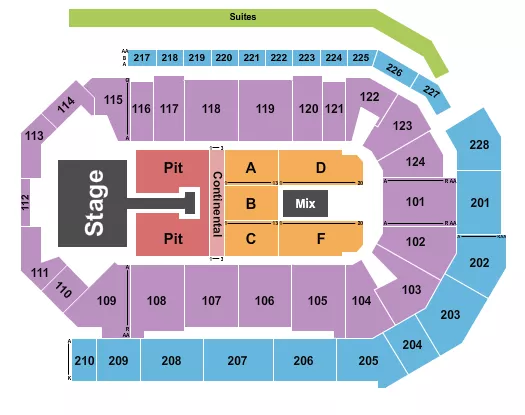ENDSTAGE PIT W CATWALK Seating Map Seating Chart