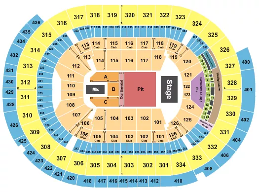ENDSTAGE PIT W CONT Seating Map Seating Chart