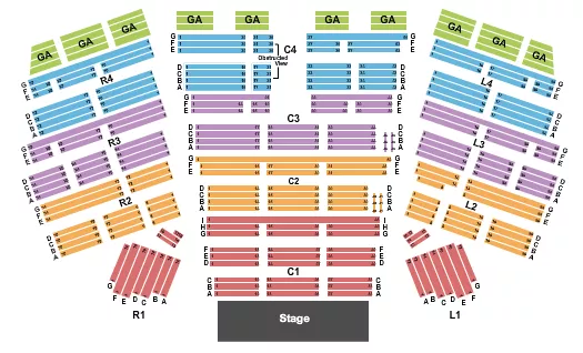 ENTERTAINMENT HALL AT SOARING EAGLE CASINO RESORT END STAGE Seating Map Seating Chart