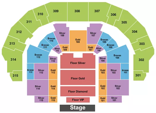 ETIHAD ARENA YAS ISLAND ENDSTAGE TIERS 2 Seating Map Seating Chart