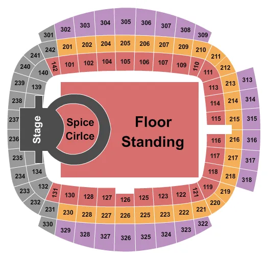 SPICE GIRLS Seating Map Seating Chart