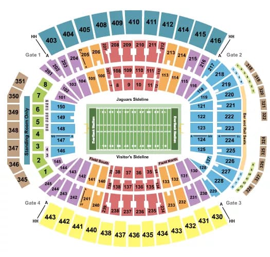 FOOTBALL JAGUARS Seating Map Seating Chart