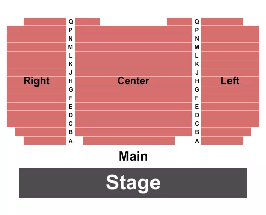 FAIRCHILD THEATRE EAST LANSING ENDSTAGE NO PIT Seating Map Seating Chart
