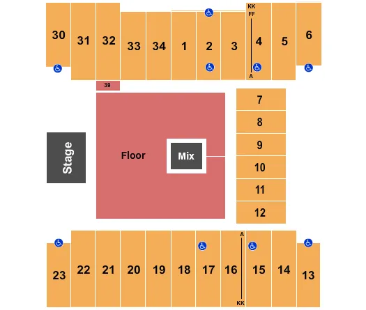 END STAGE GA FLOOR Seating Map Seating Chart