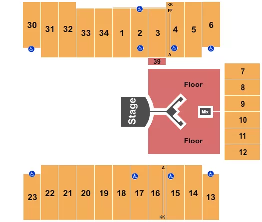 SHINEDOWN 2 Seating Map Seating Chart