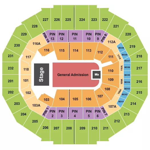 ENDSTAGE GA 2 Seating Map Seating Chart
