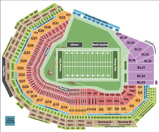 FOOTBALL FENWAY BOWL Seating Map Seating Chart