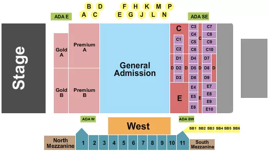 FILLMORE AUDITORIUM COLORADO ENDSTAGE GC PREM Seating Map Seating Chart