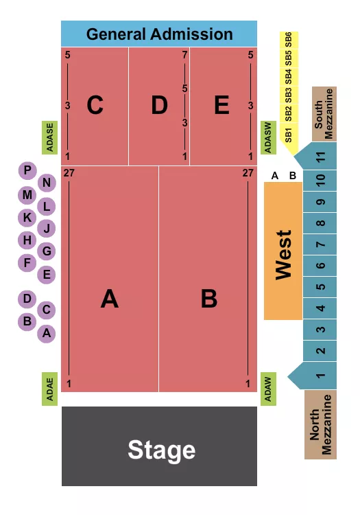 FILLMORE AUDITORIUM COLORADO ENDSTAGE RSV WITH BOXES Seating Map Seating Chart