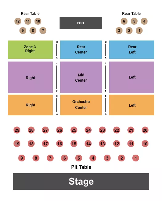 RESERVED TABLES 9B Seating Map Seating Chart
