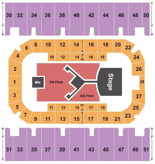 SHINEDOWN Seating Map Seating Chart