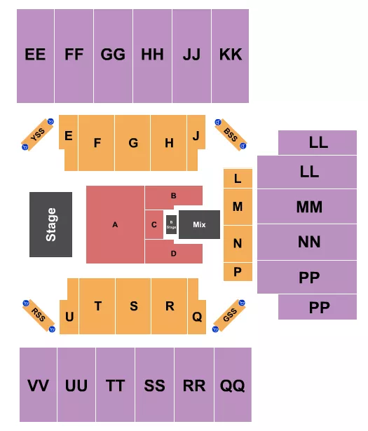 ENDSTAGE WITH B STAGE Seating Map Seating Chart