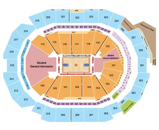BASKETBALL COLLEGE Seating Map Seating Chart