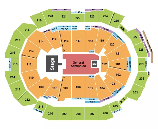 ENDSTAGE GA FLOOR WITH CATWALK Seating Map Seating Chart