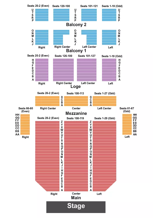 FISHER THEATRE MI END STAGE Seating Map Seating Chart